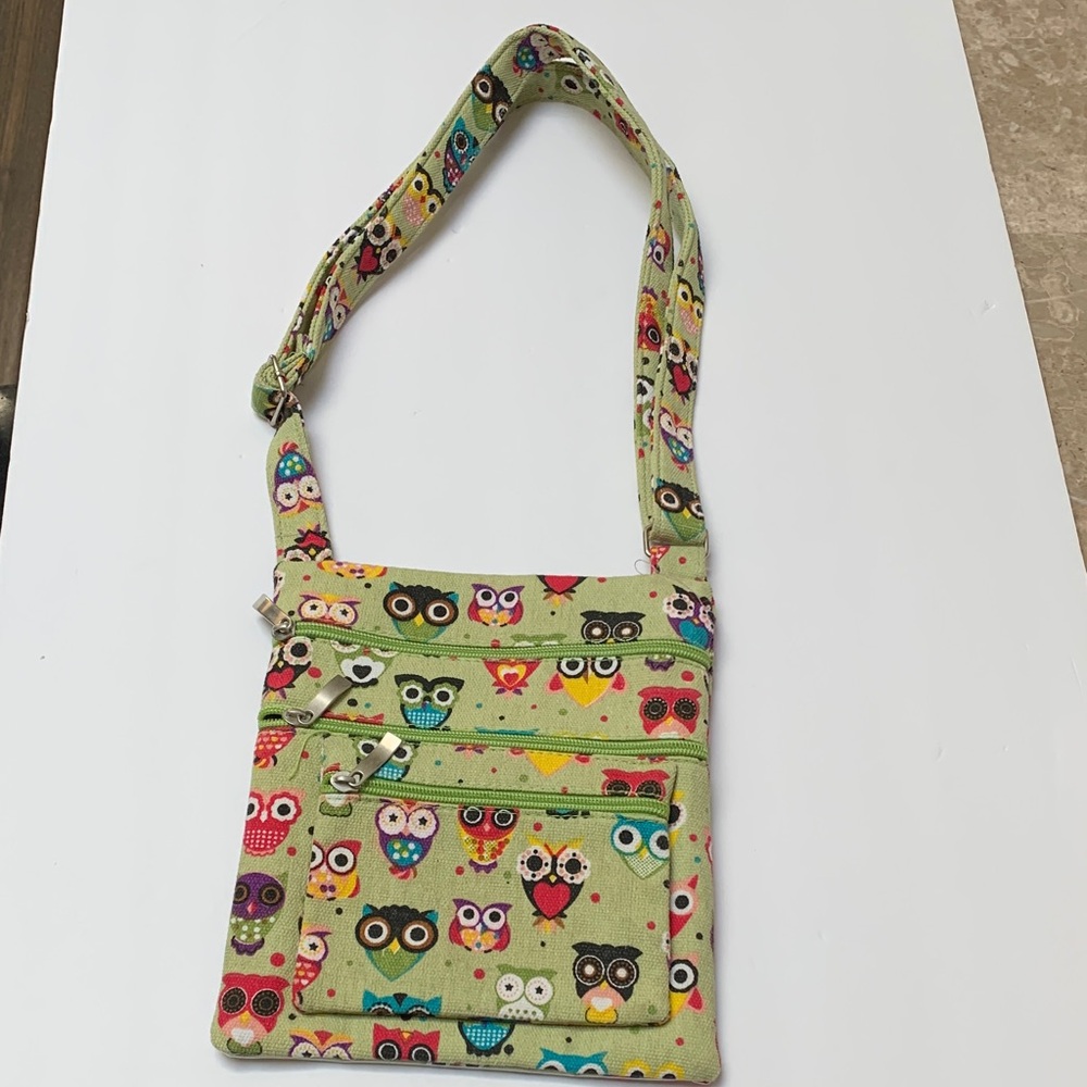 Owl Print Crossbody Bag - Multicolor